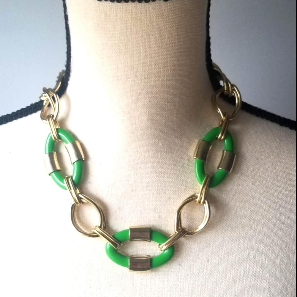 ⚜ Robert Rose Gold & Green Links Necklace ⚜